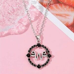 Wednesday Addams inspired necklace with black gemstones